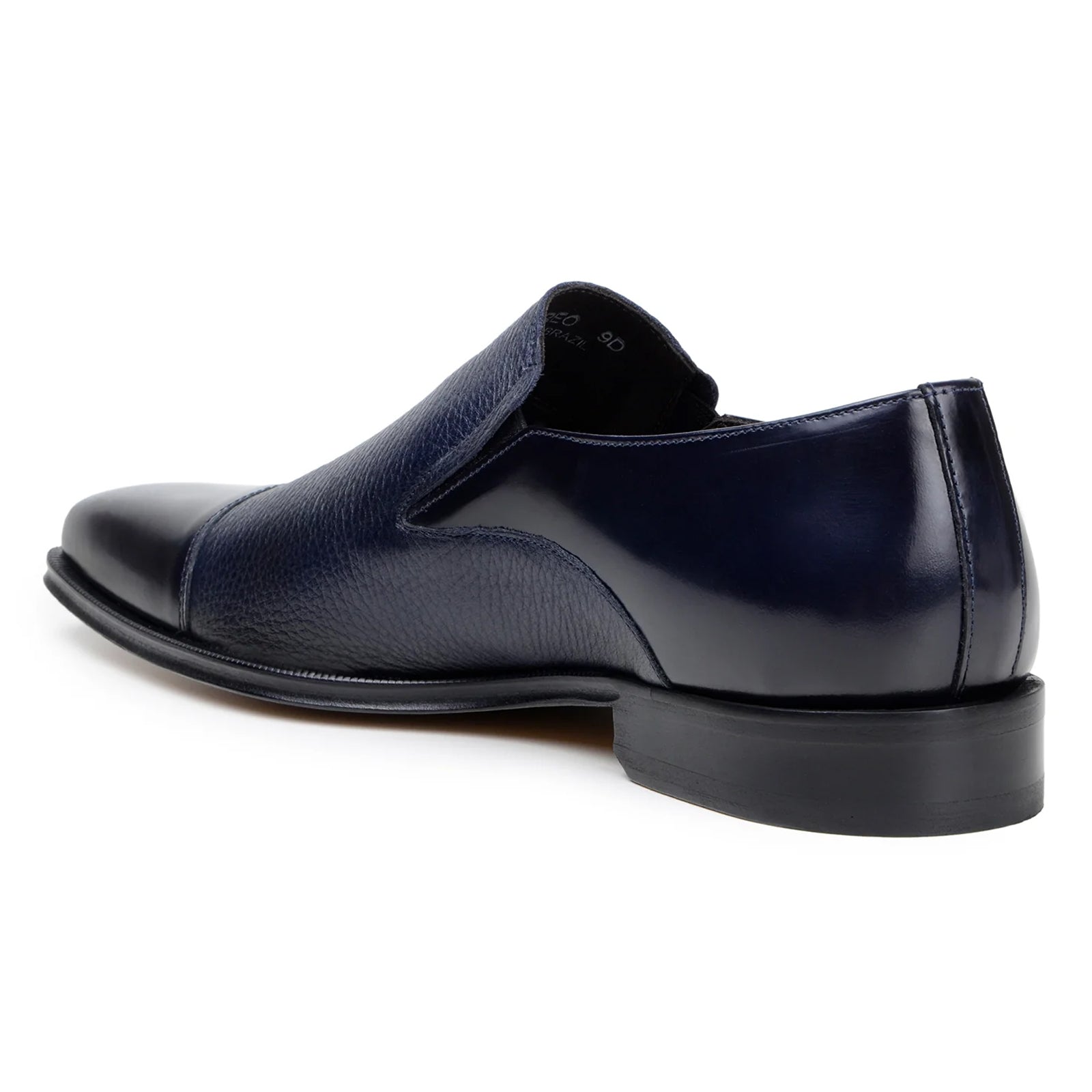 Men’s Belvedere Andreo Italian Deerskin & Nappa Leather Cap Toe Slip On Loafer in Navy