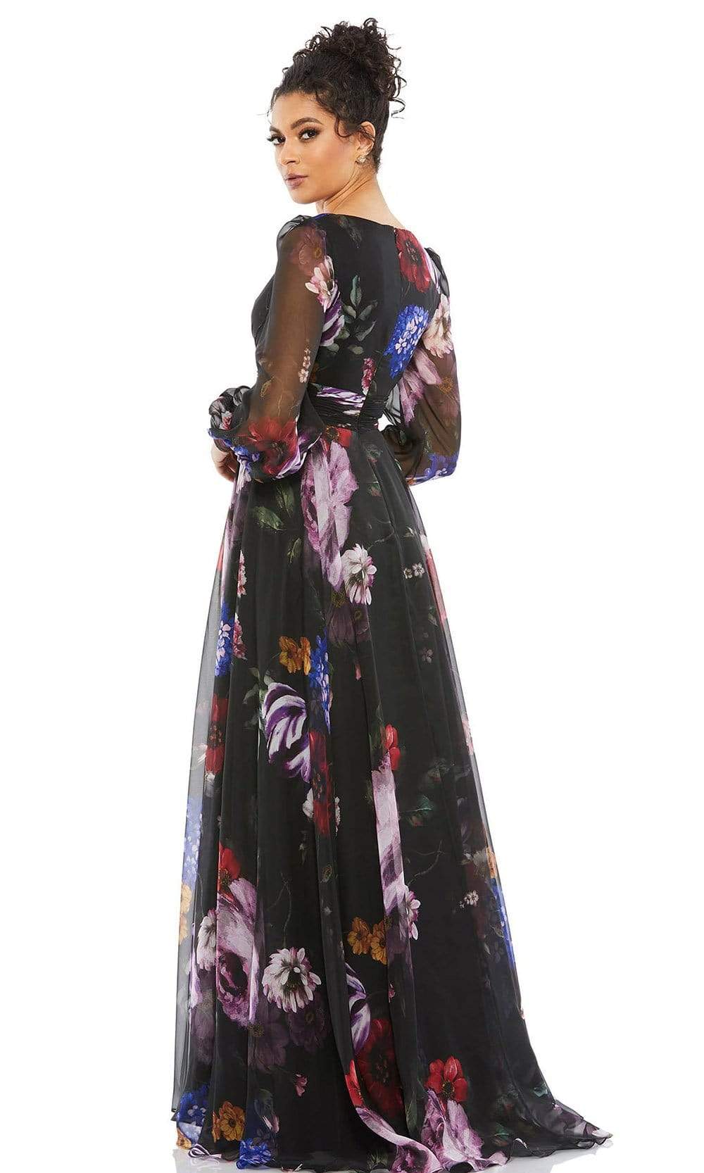 67872D Floral A-Line Evening Dress