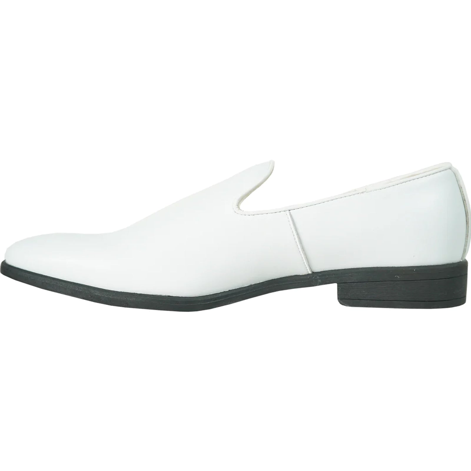 Mens Classic Plain Toe Slip on Loafer Dress Shoe in White
