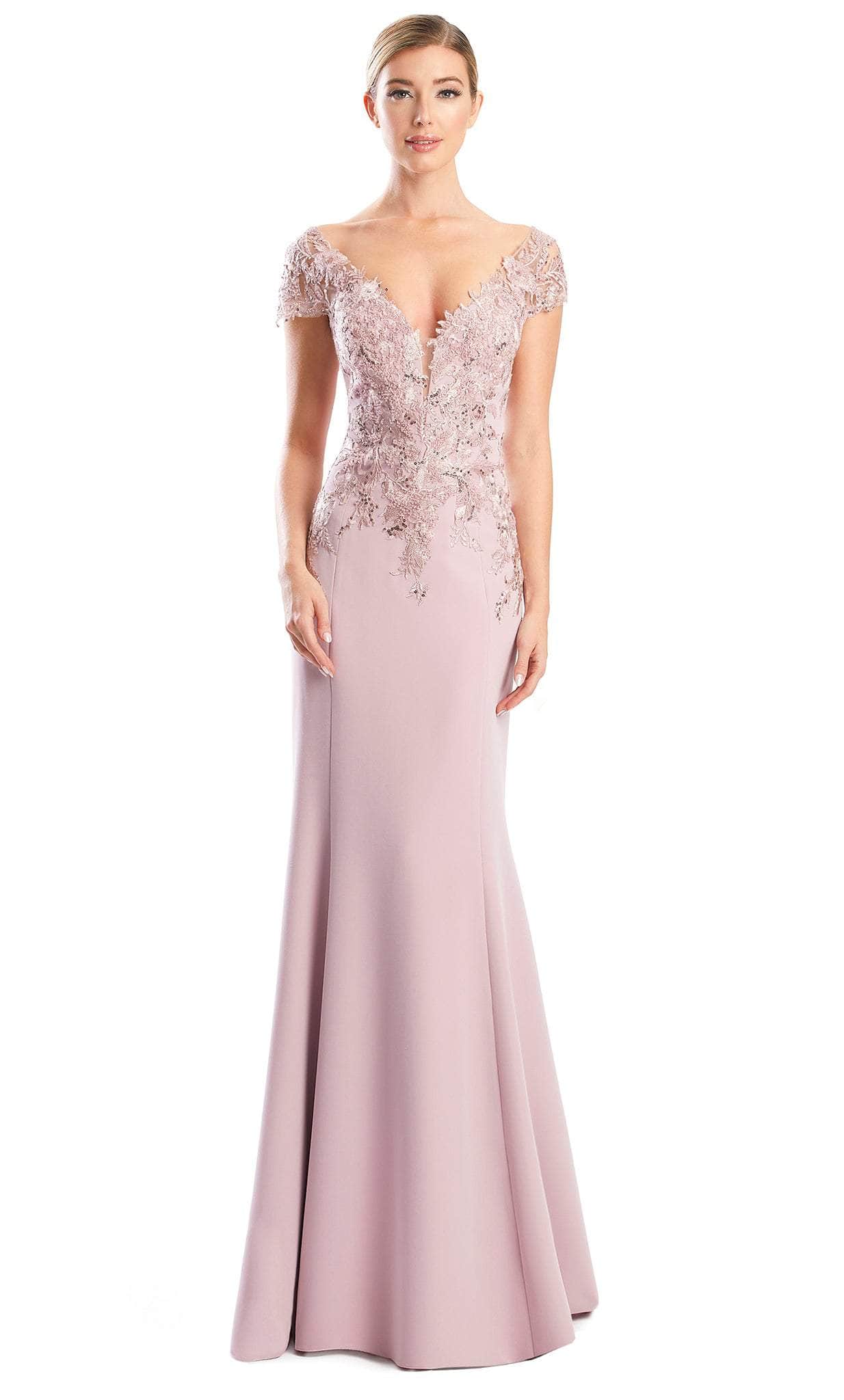 Modest V Neck Lace Formal Gown