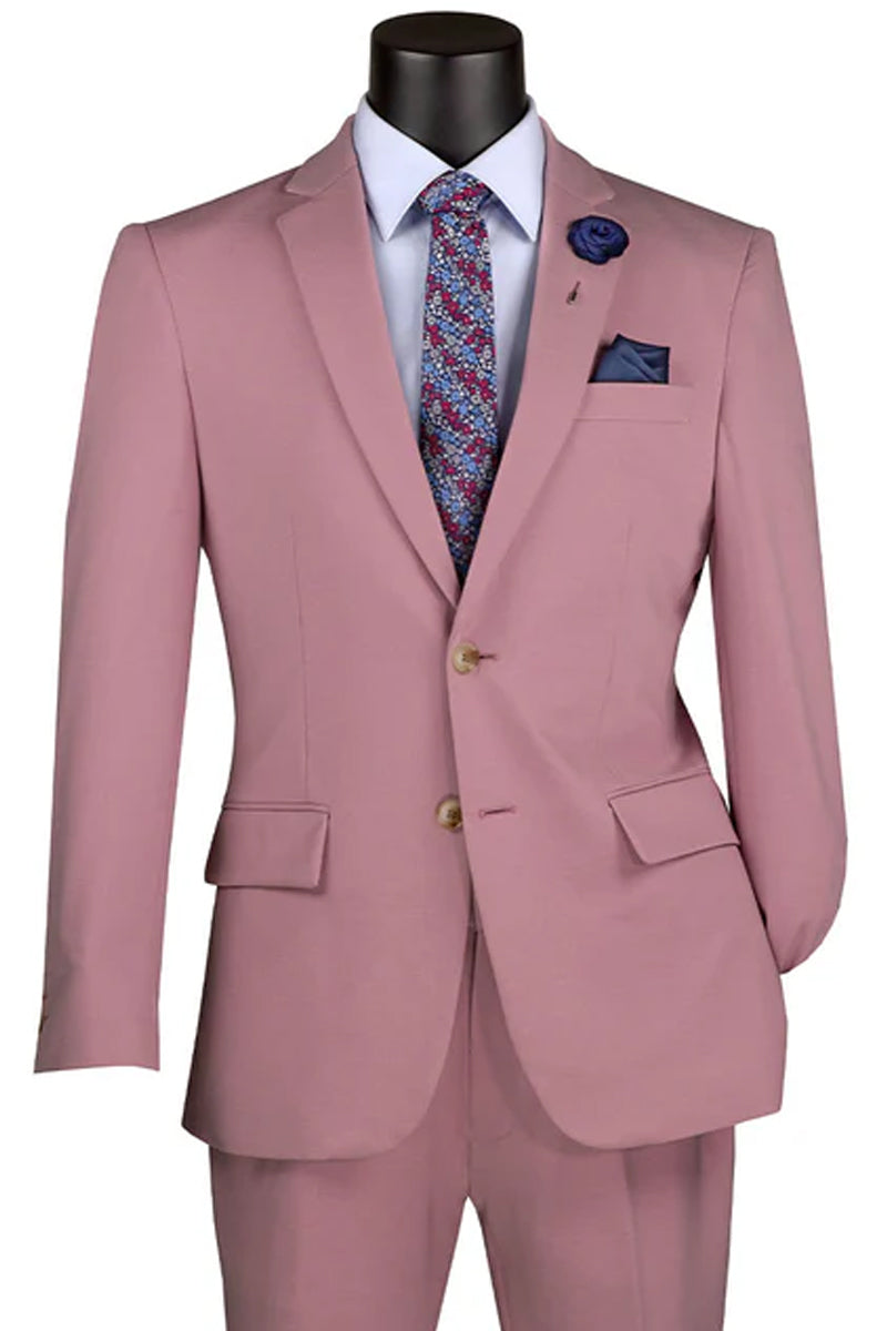 Men’s Basic Slim Fit Ultra Stretch Wedding Suit in Pink