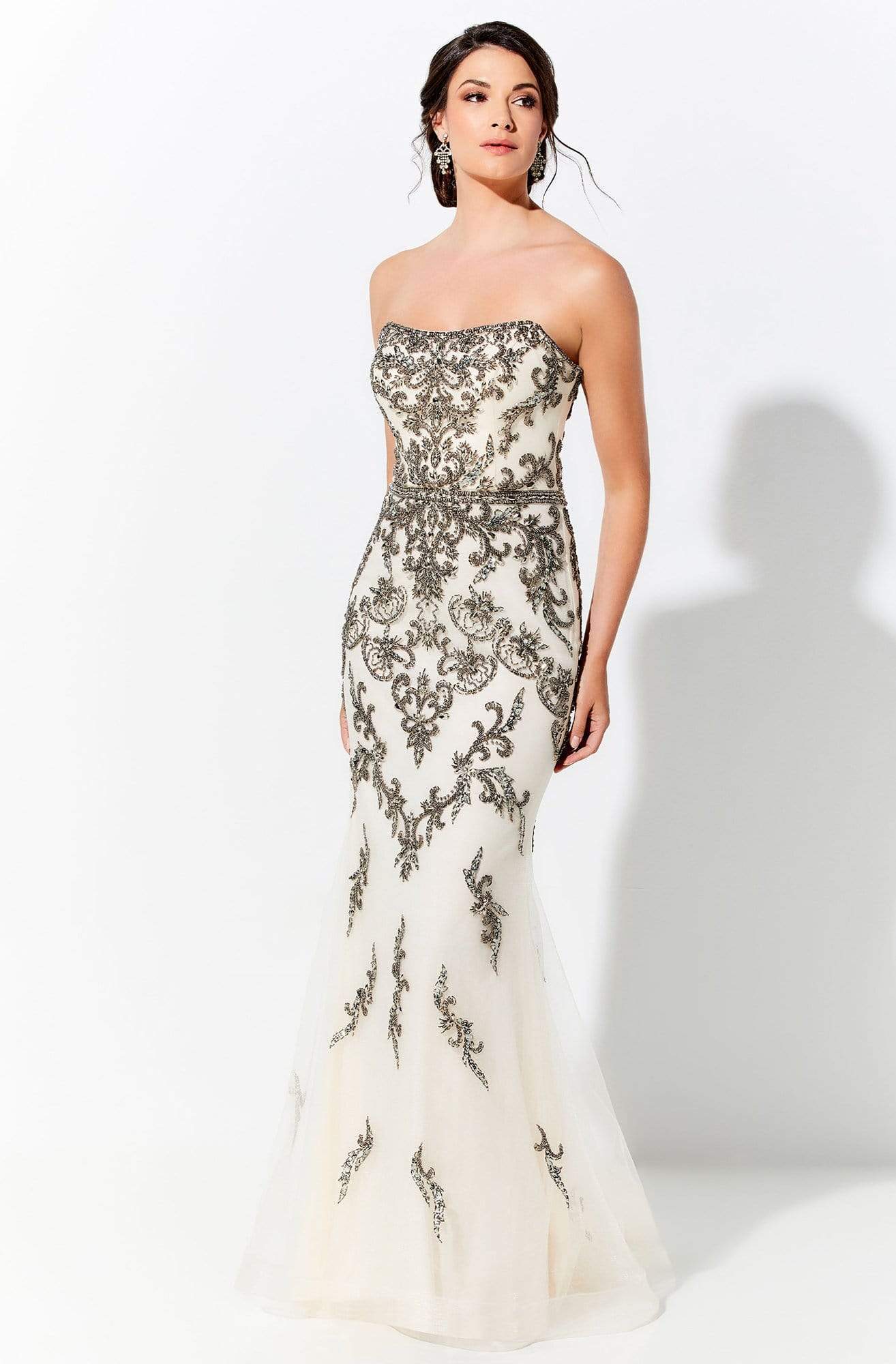 120D06 Strapless Straight Across Long Dress