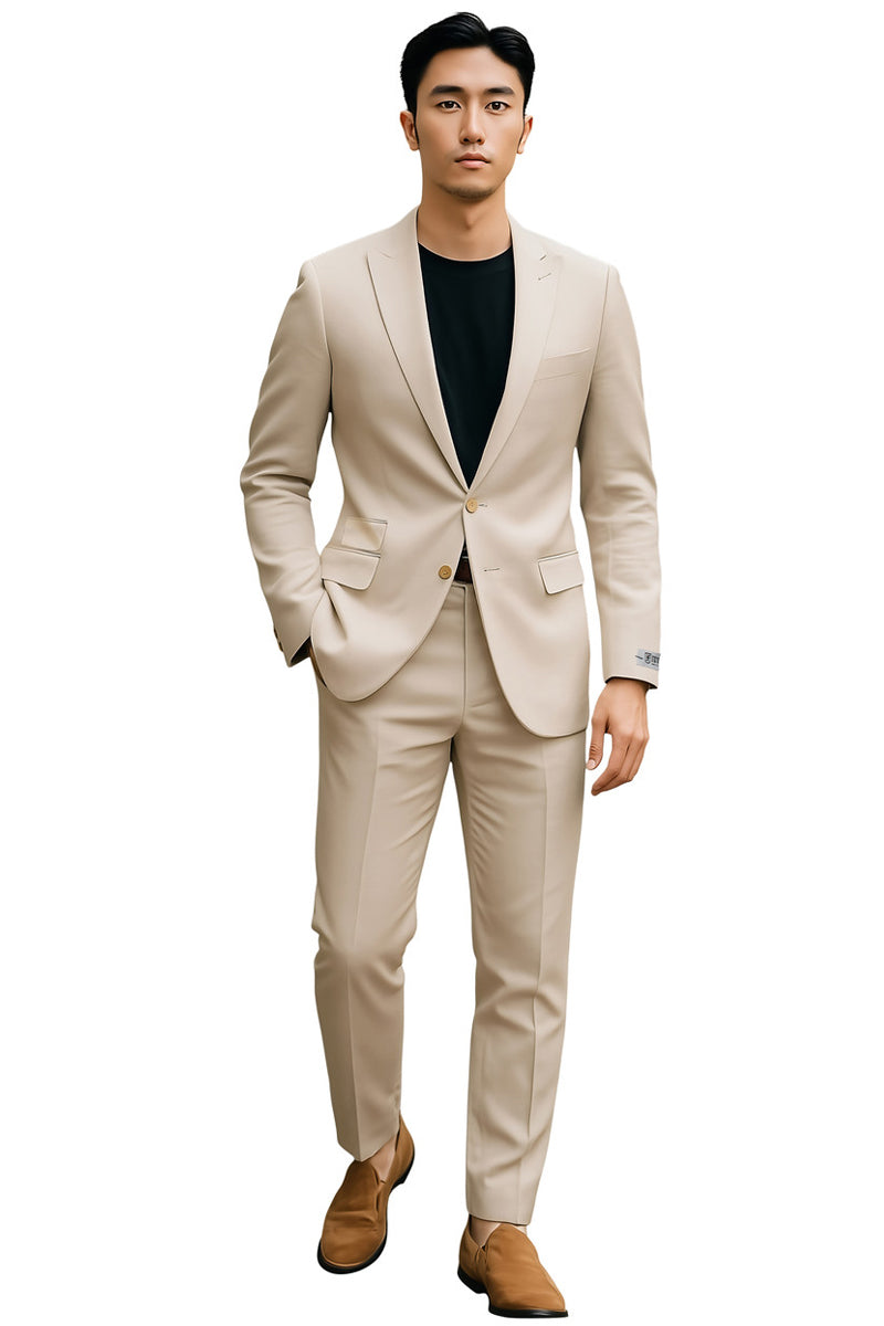 Men’s Stacy Adams Basic Slim Fit Wedding & Business Suit in Tan