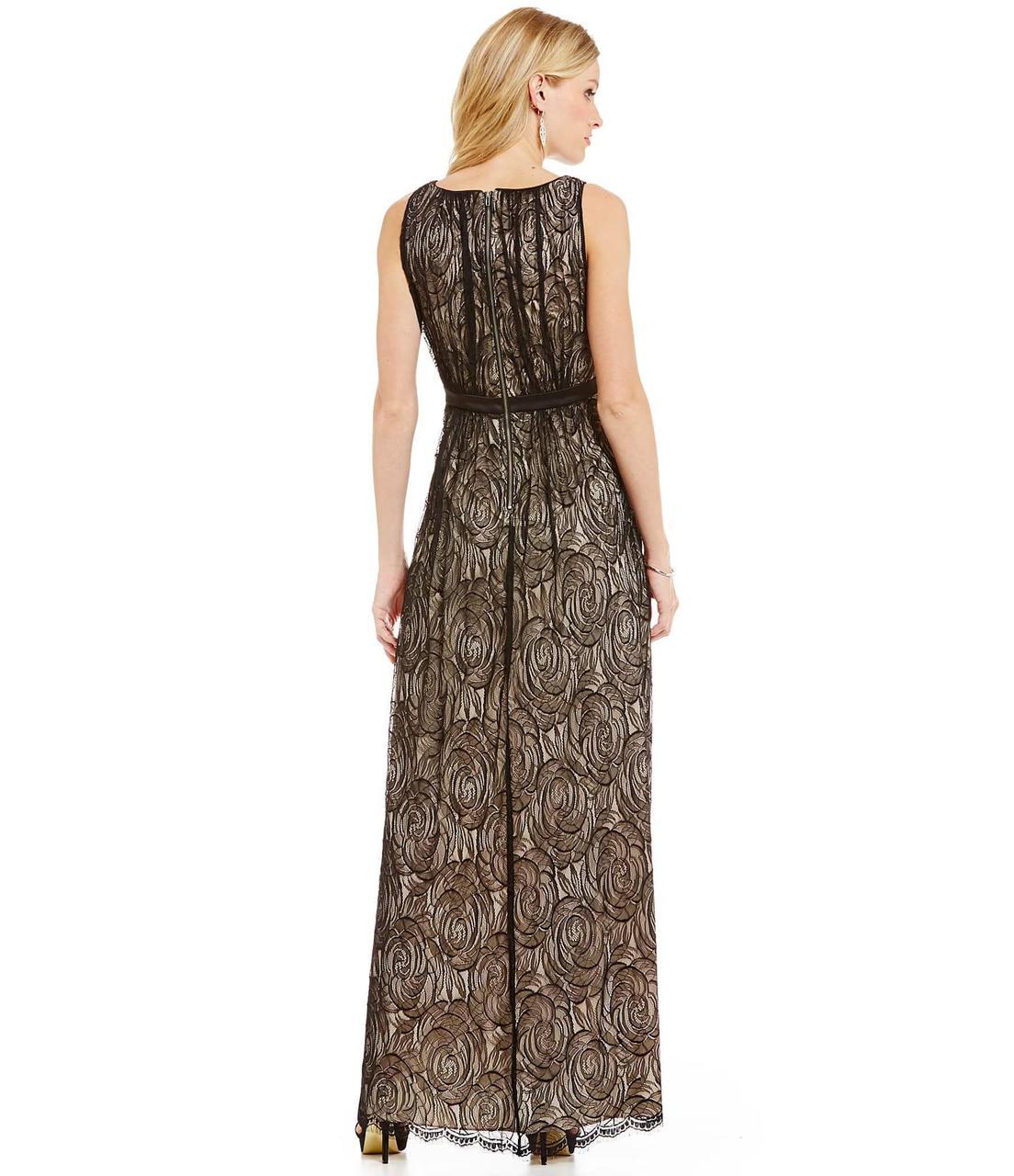 V-Neckline Embellished Lace Dress 91927460