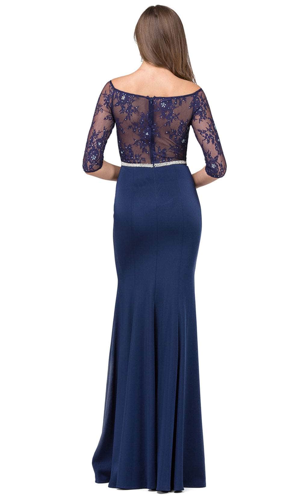 Bateau Neck Lace Prom Gown