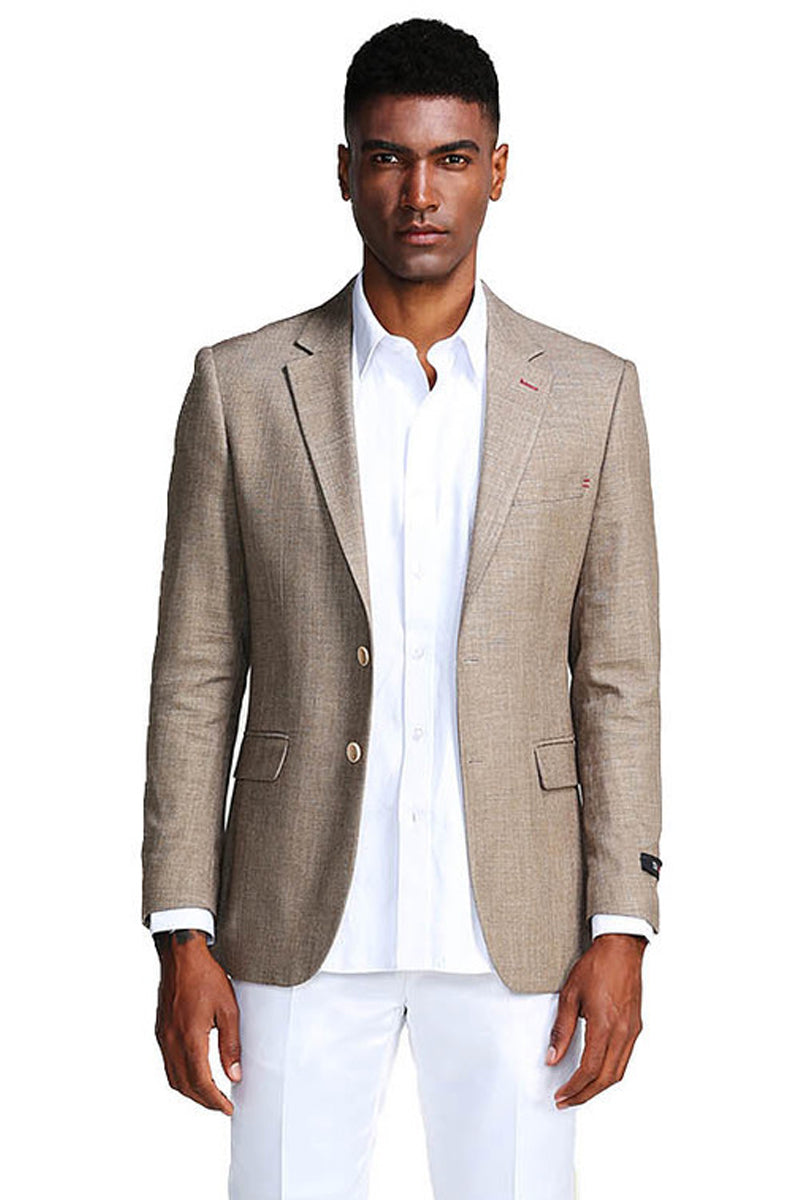 Men’s Slim Fit Casual Summer Sport Coat in Tan