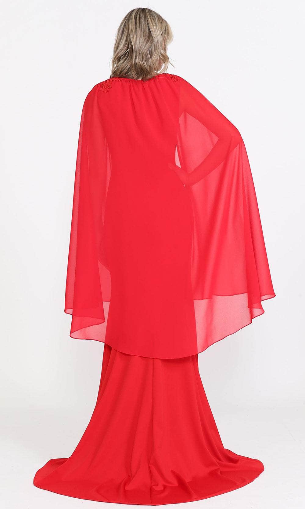 Jewel Neckline with Sheer Cape Long Gown