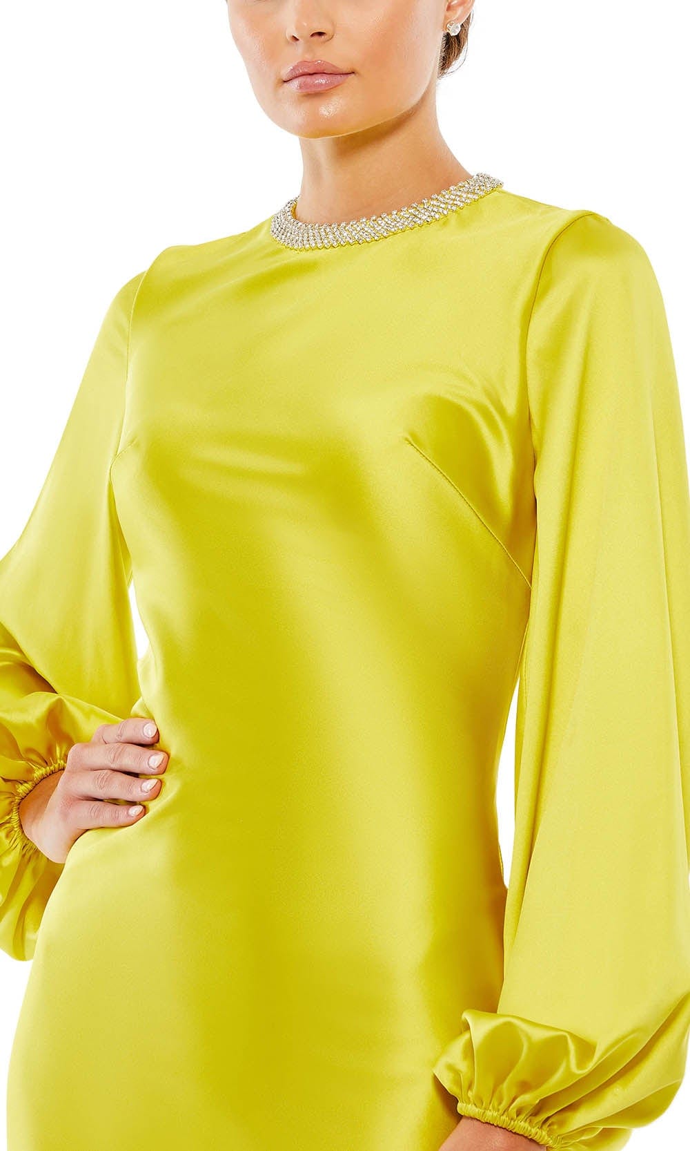 Bishop Sleeve Satin Evening Gown | Couture Candy