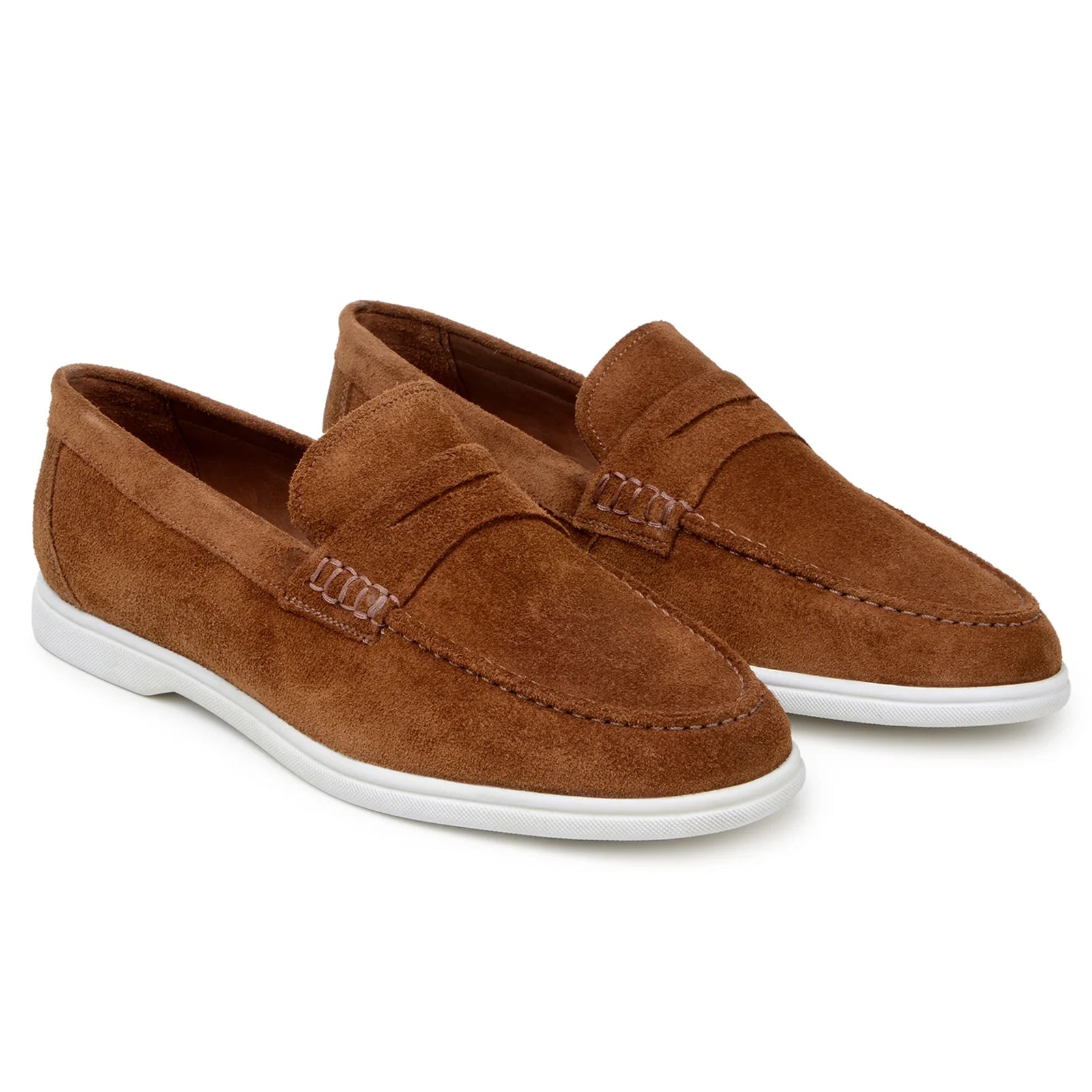 Men’s Belvedere Niko Italian Suede Casual Slip on Penny Loafer in Bourbon