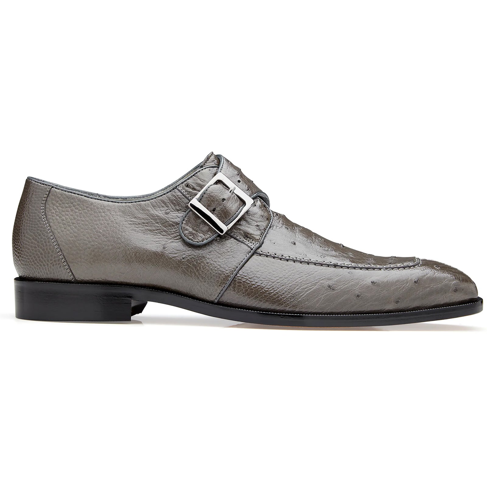 Men’s Belvedere Josh Single Monkstrap Ostrich Dress Shoe in Grey