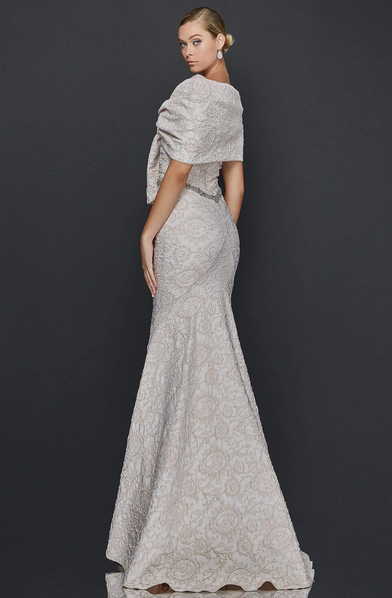 1921M0726 Embroidered Trumpet Mother of the Groom Dress