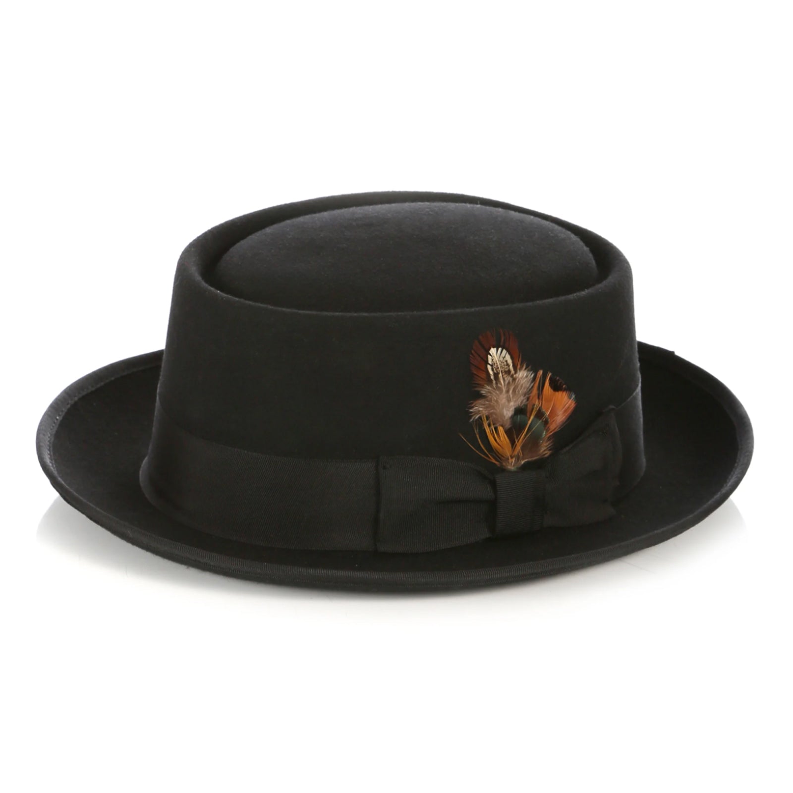 Men’s Classic Wool Porkpie Dress Hat in Black