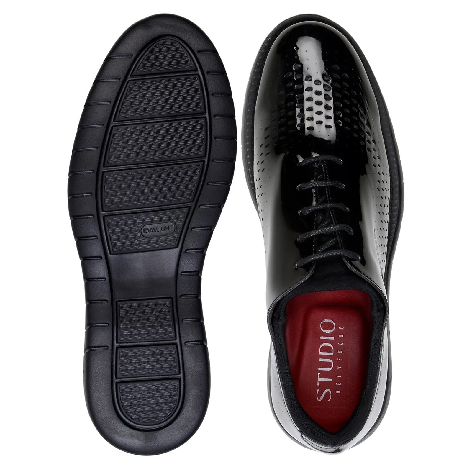 Men’s Belvedere Maxim Patent Leather Tuxedo Dress Sneaker in Black