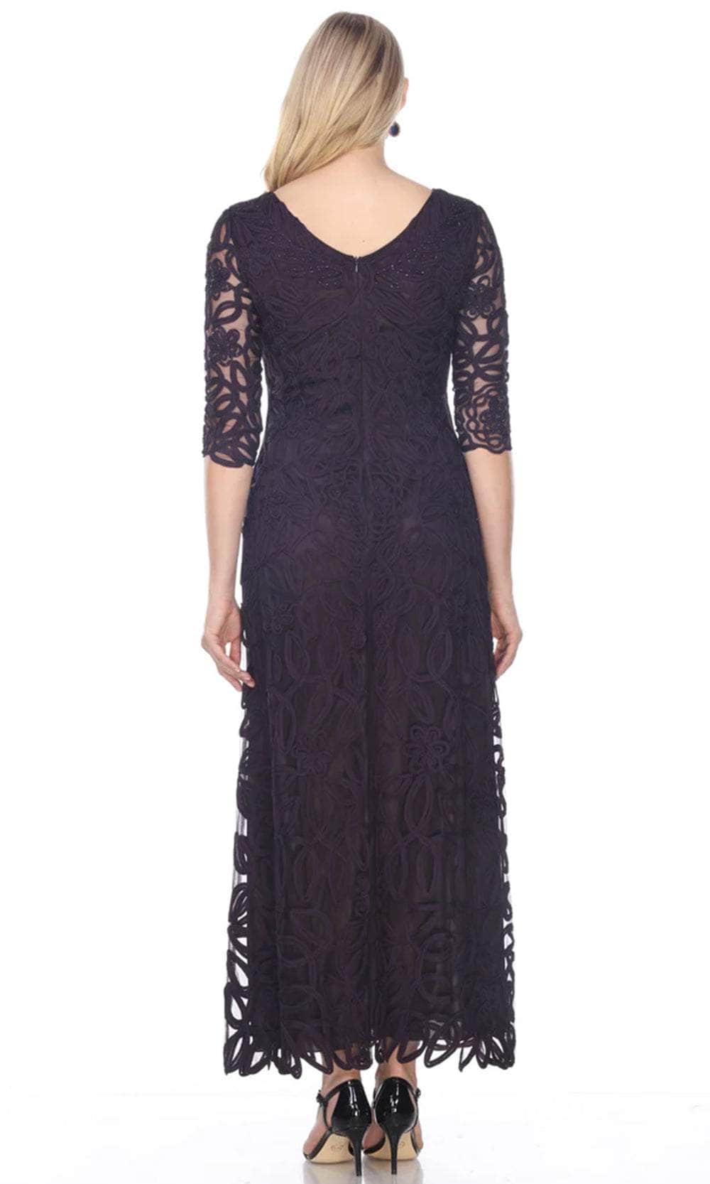 Soutache Embroidered Lace Evening Gown Dress