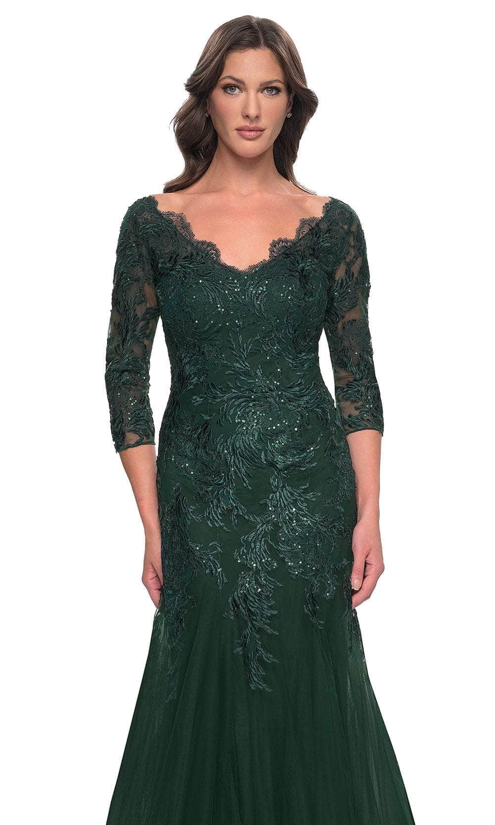 Quarter Sleeve Sequin Lace Formal Dress