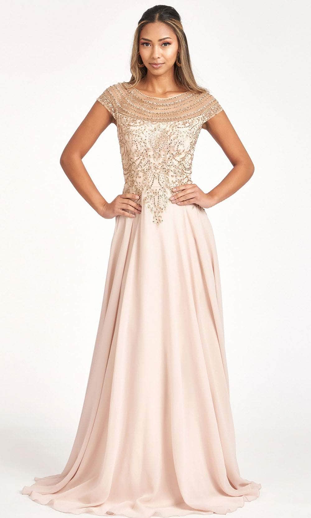 Embroidered Scoop Formal Gown