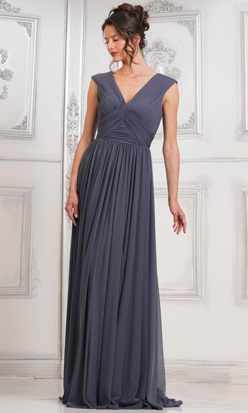 Cap Sleeve Ruched Evening Dress