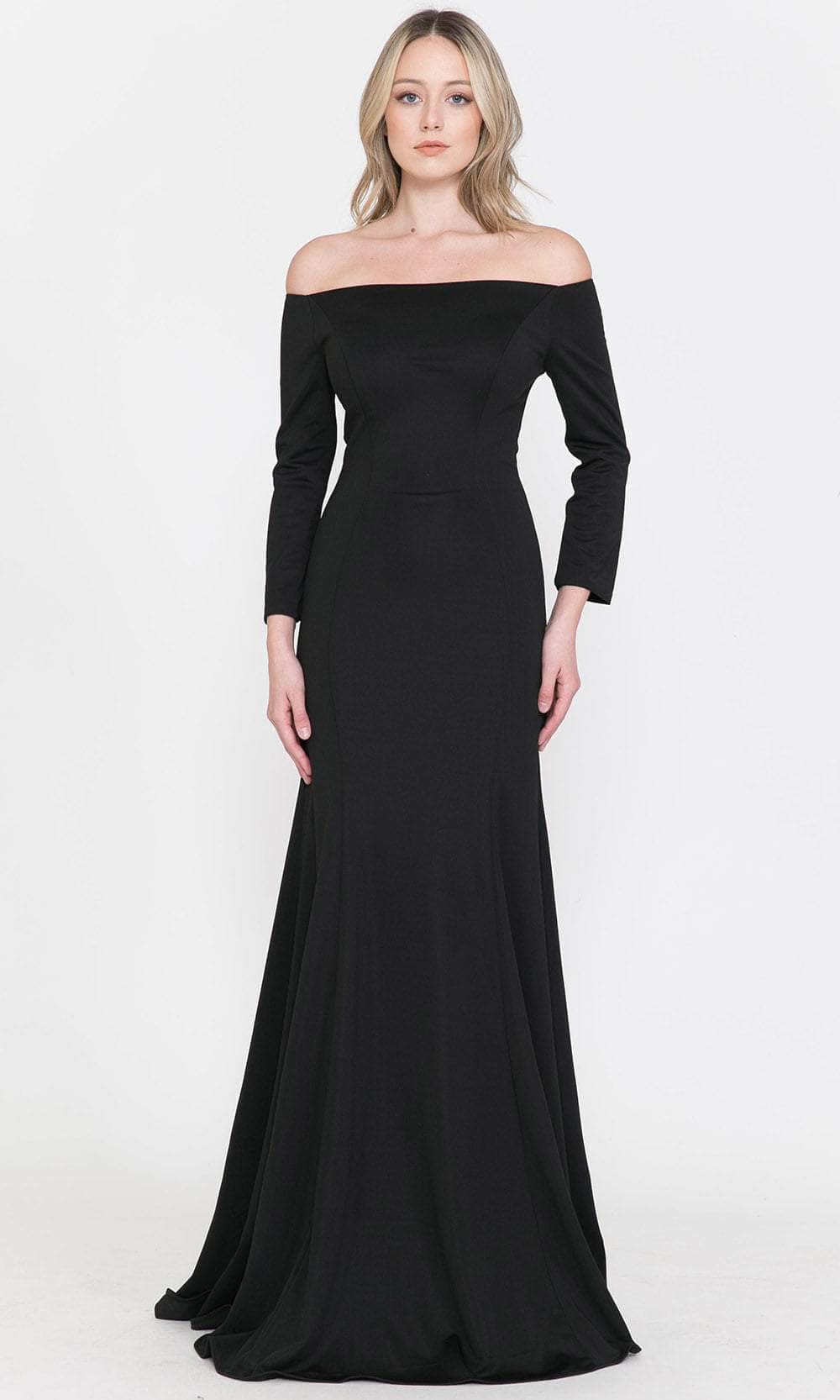 Off-The-Shoulder Long Sleeve Fitted Gown