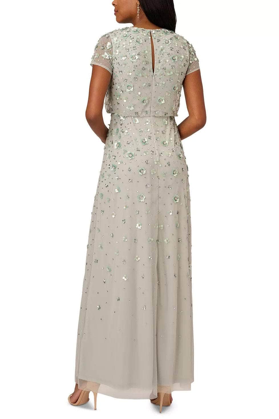 Embellished Cap Sleeve Long Dress