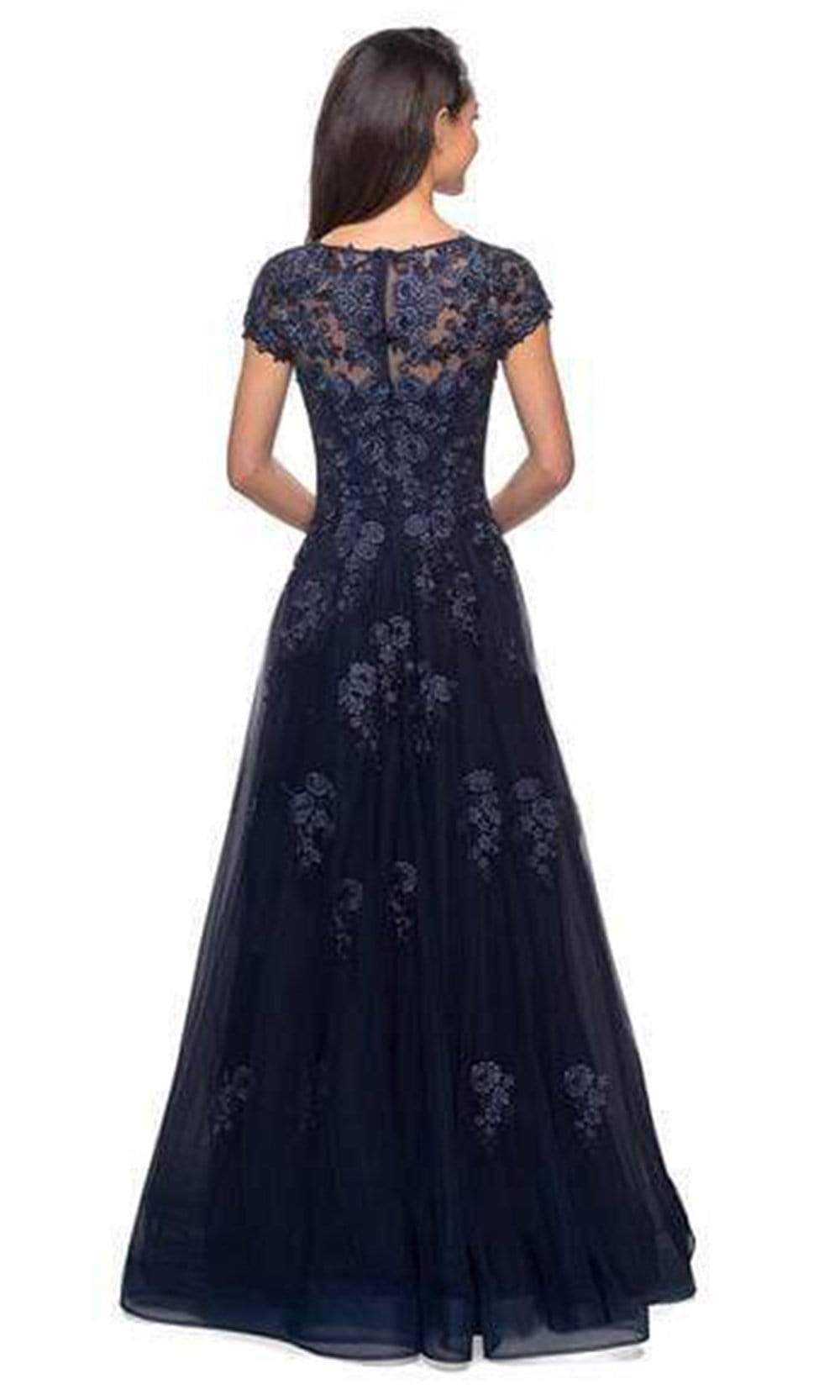 26907 Lace Applique Bateau A-line Dress