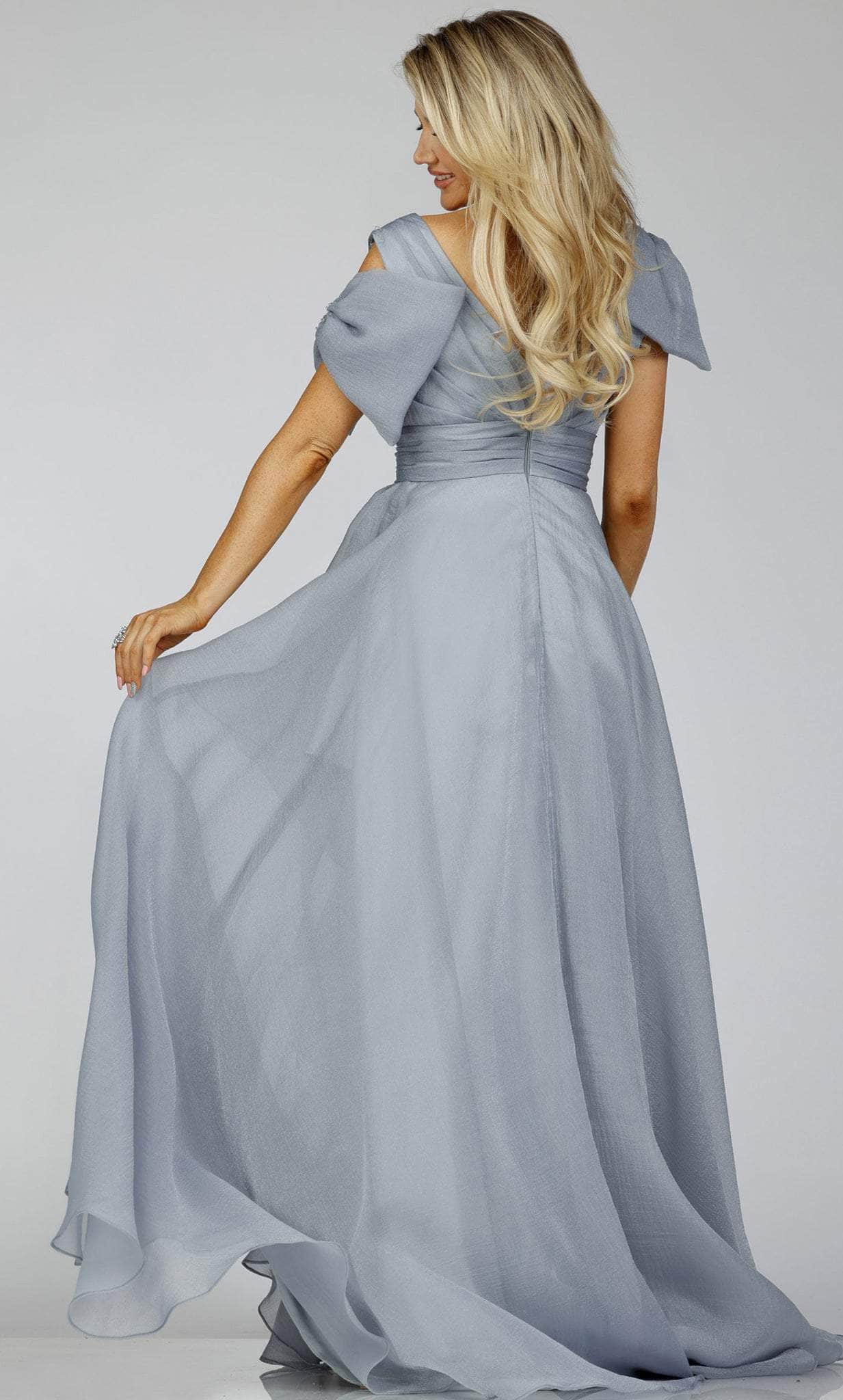 Ruched Bow Accented A-Line Gown