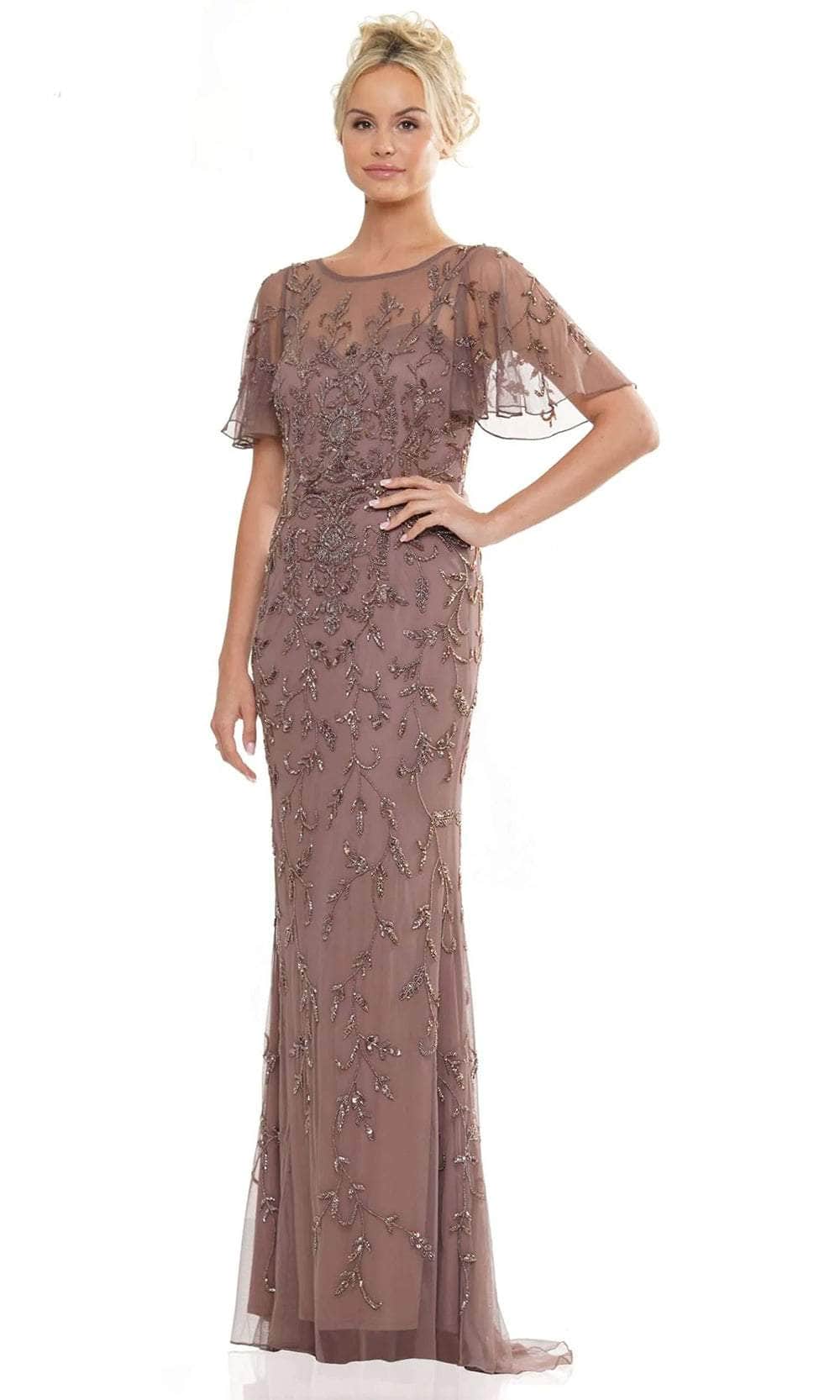 Flutter Sleeve Evening Dress