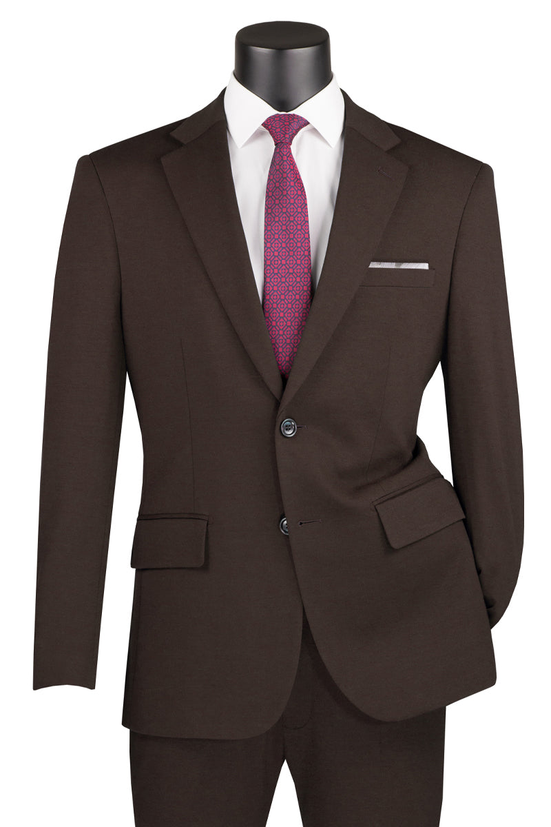 Men’s Basic Slim Fit Ultra Stretch Wedding Suit in Brown