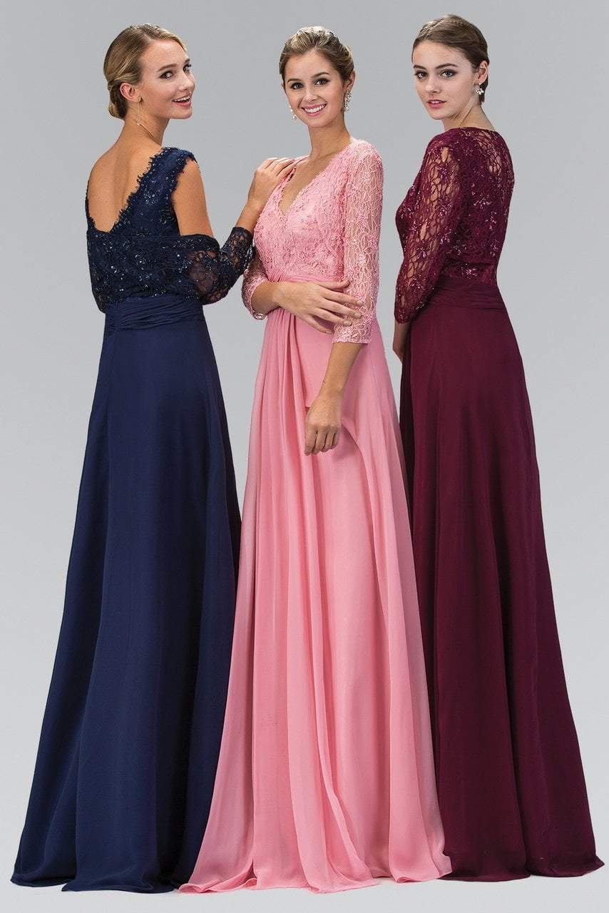 GL1397 Lace V-Neck A-Line Gown with Bolero