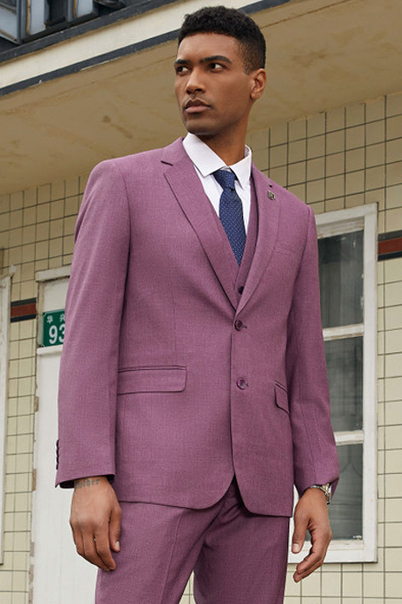 Men’s Stacy Adam’s Two Button Fancy Vested Suit in Lilac Lavender