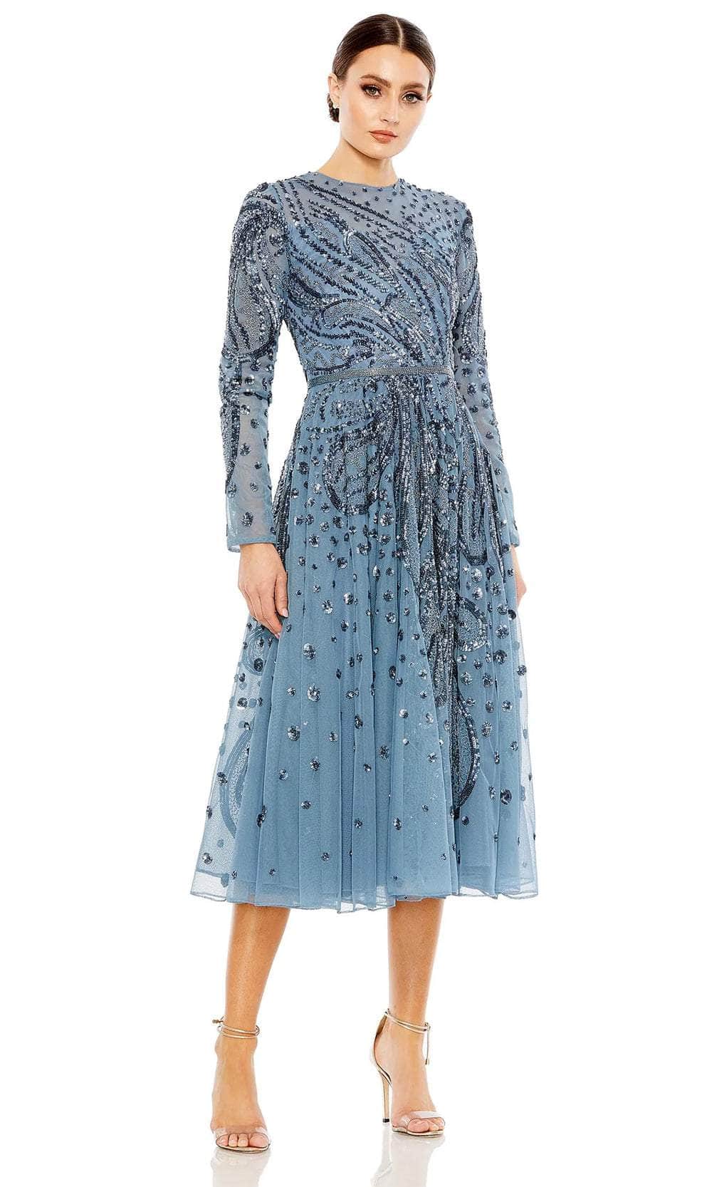 Long Sleeve Embellished Cocktail Dress