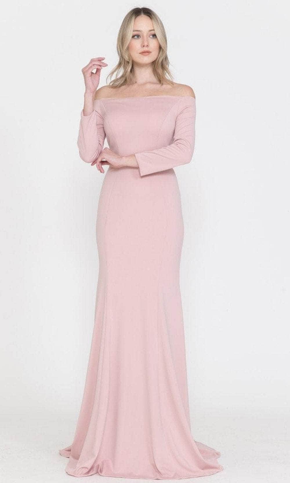 Off-The-Shoulder Long Sleeve Fitted Gown