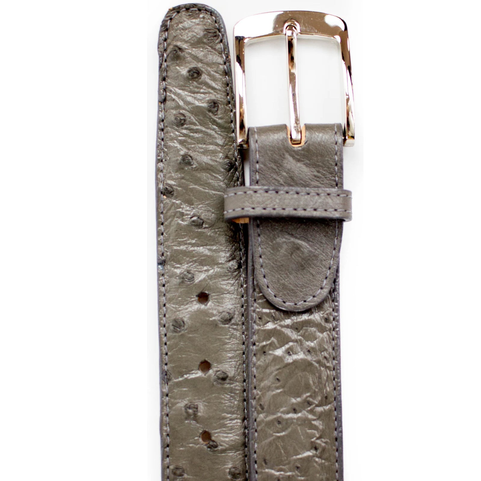 Men’s Belvedere Genuine Ostrich Quill Dress Belt in Grey