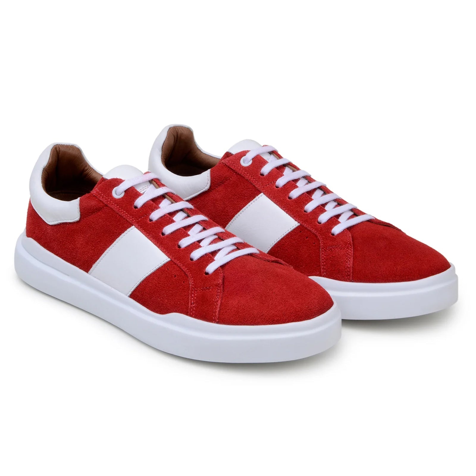 Men’s Belvedere Olivier Suede Tennis Shoe in Red & White