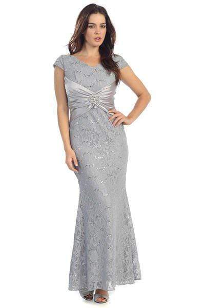 2003 Lace V-neck Trumpet Dress