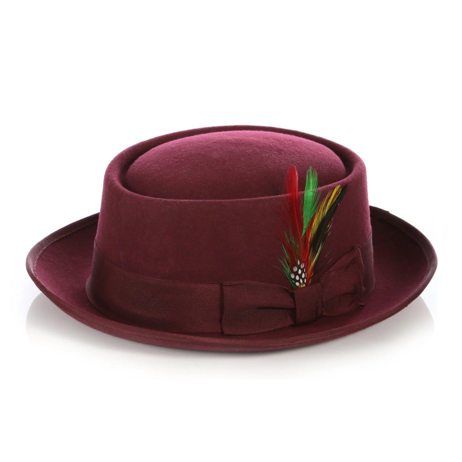 Men’s Classic Wool Porkpie Dress Hat in Burgundy