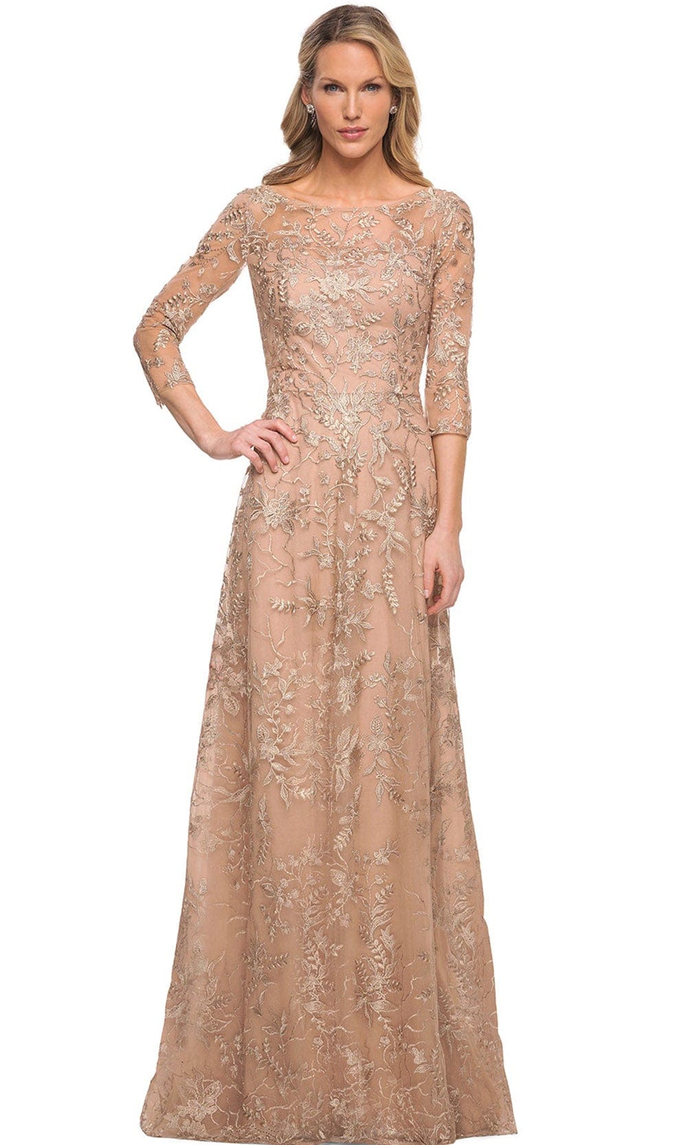 Sheer Lace Sheath Mother of the Bride Dress