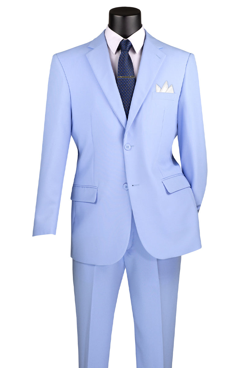 Men’s 2 Button Classic Poplin Suit in Light Sky Blue