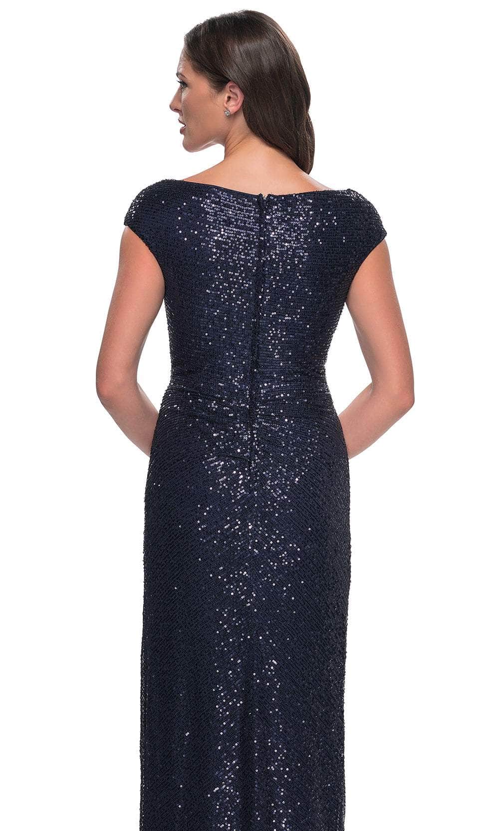 Ruched Sequin Evening Dress