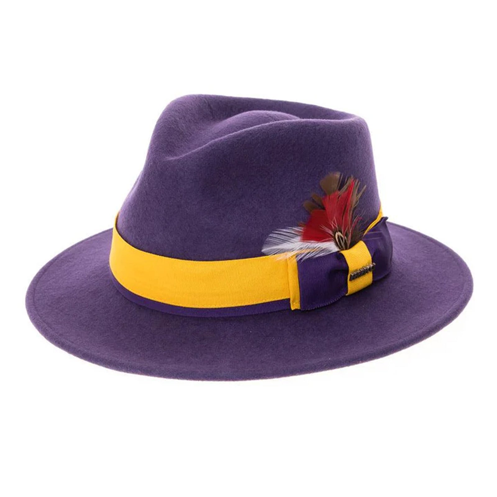 Men’s Classic Two Tone Fedora Dress Hat in Purple & Gold
