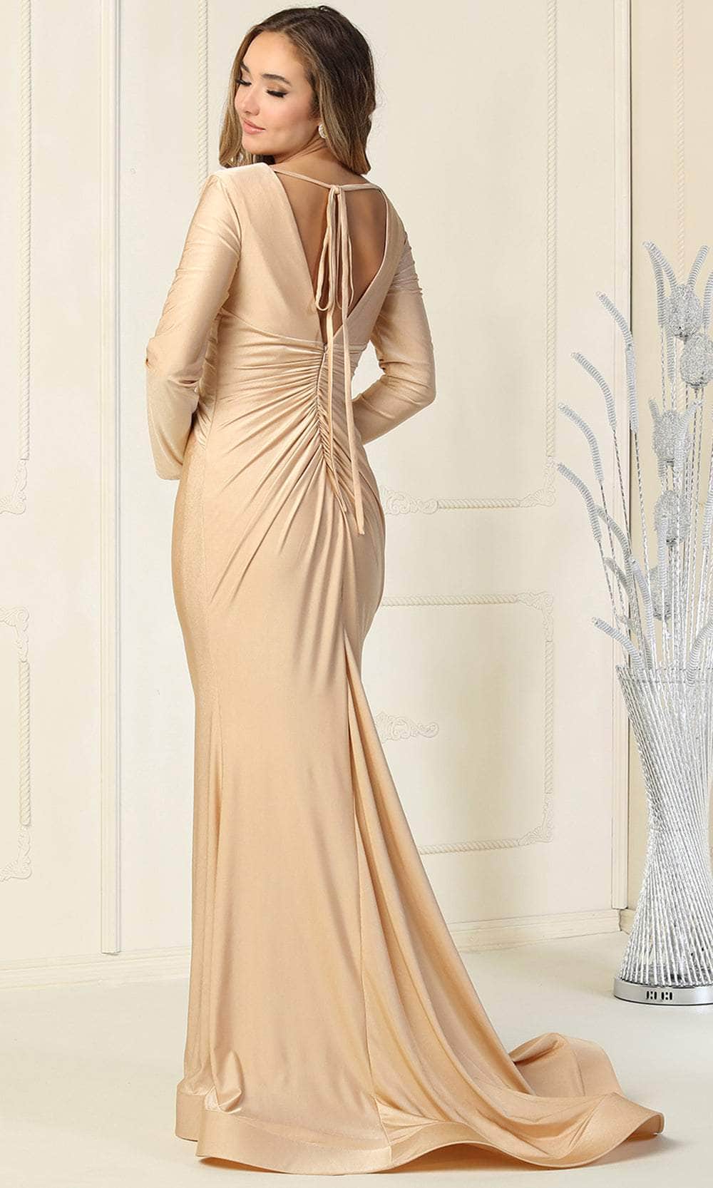 V-Neck Knotted Formal Dress