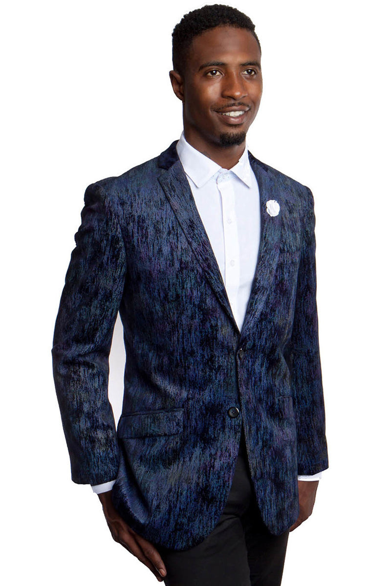 Men’s Slim Fit Tie Dye Gradient Pattern Sports Coat in Blue
