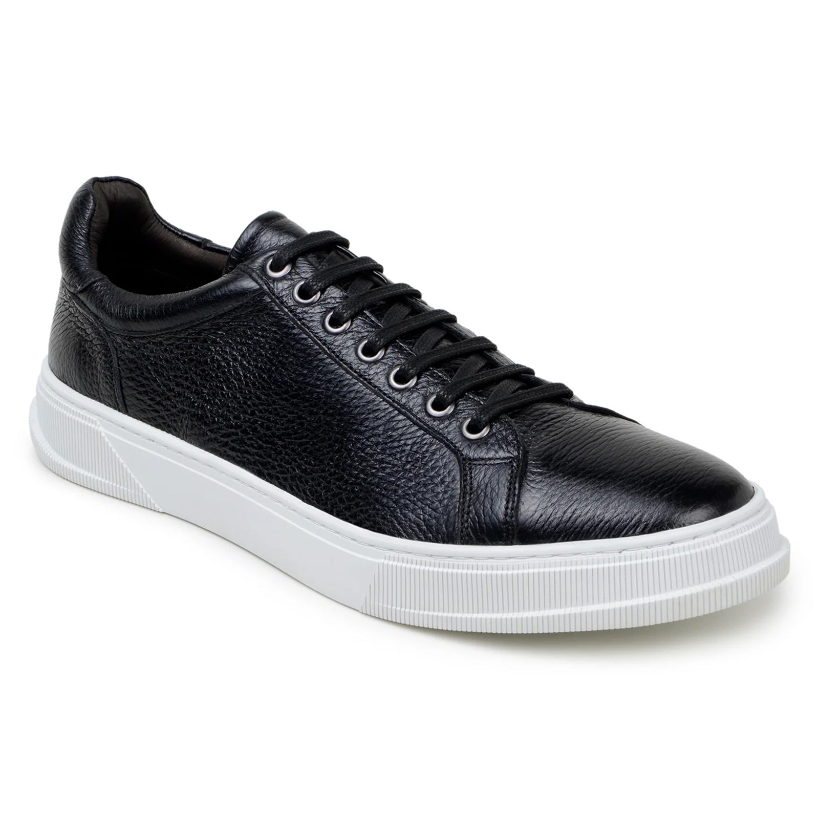 Men’s Belvedere Matteo Deerskin Leather Dress Tennis Shoe in Black