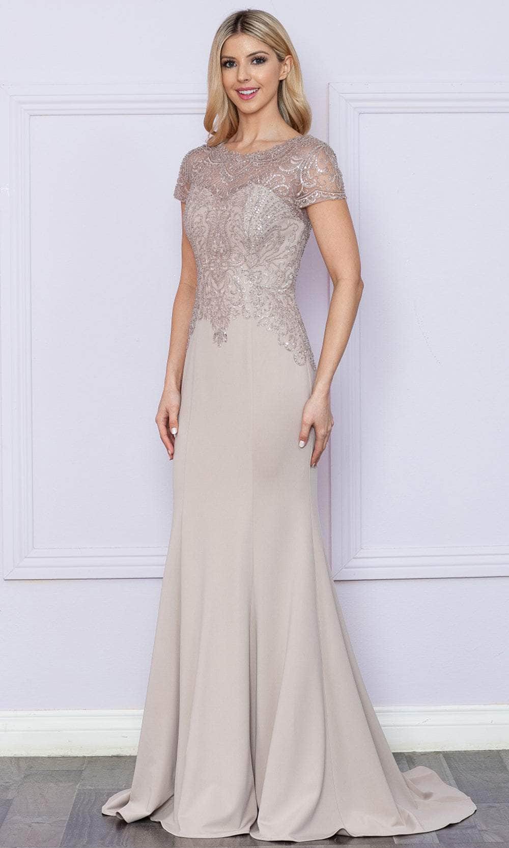 Short Sleeve Embroidered Prom Dress