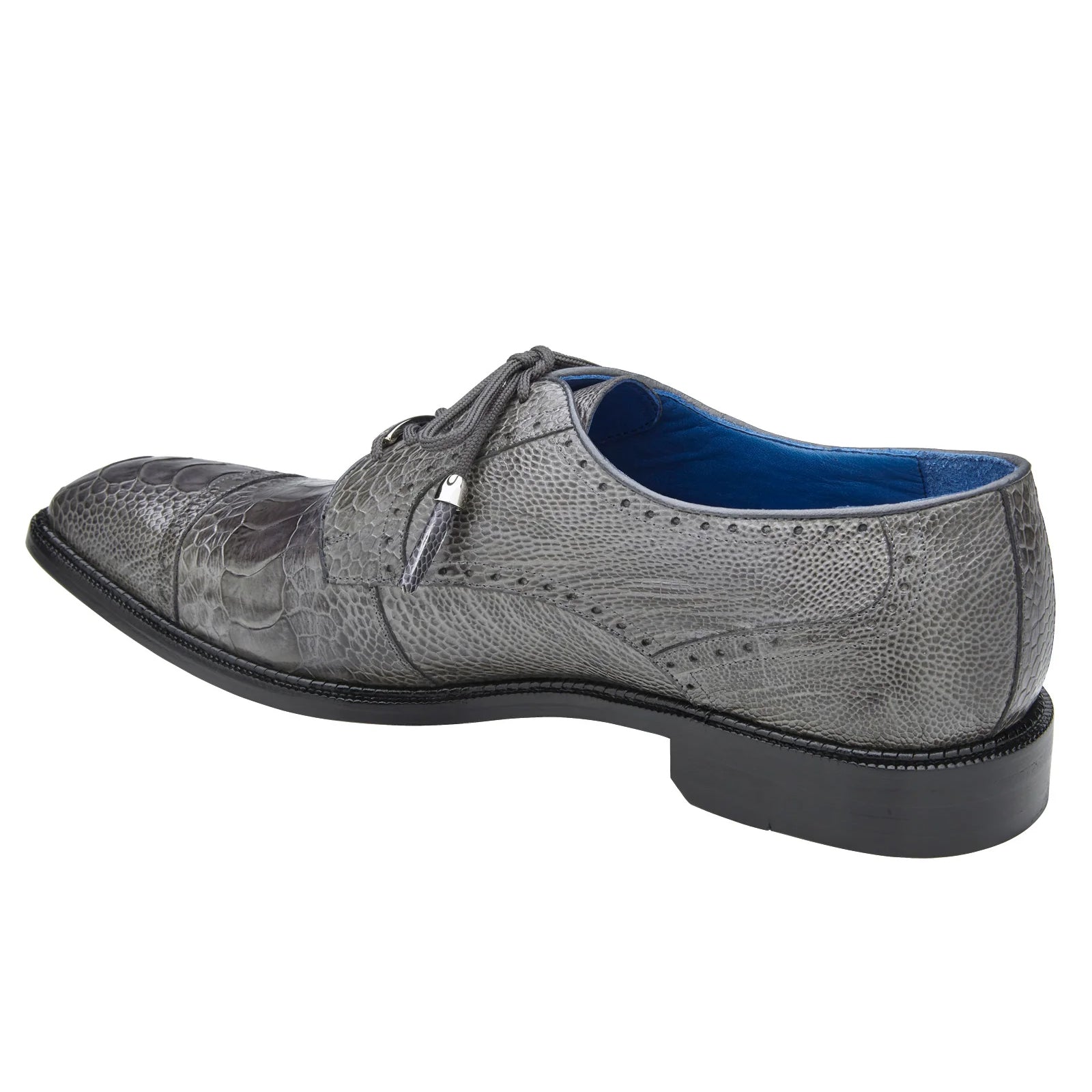 Men’s Belvedere Batta Cap Toe Ostrich Dress Shoe in Grey