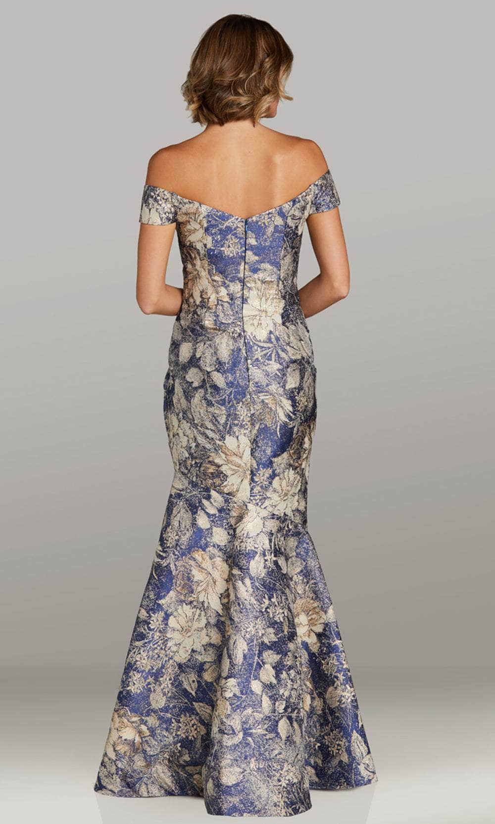 Off Shoulder Printed Evening Gown
