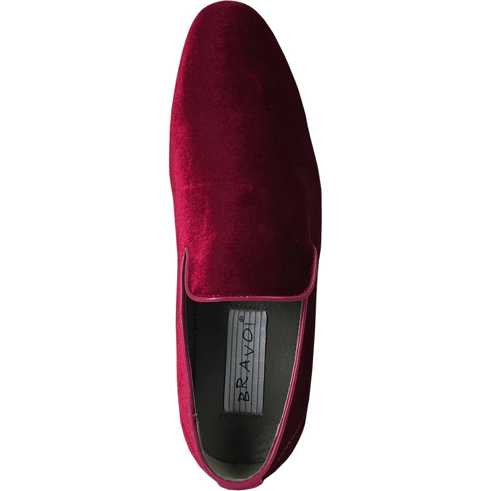 Mens Modern Slip On Velvet Tuxedo Loafer in Burgundy