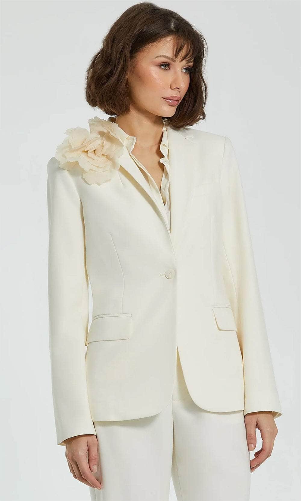 V-Neck Floral Applique Pantsuit