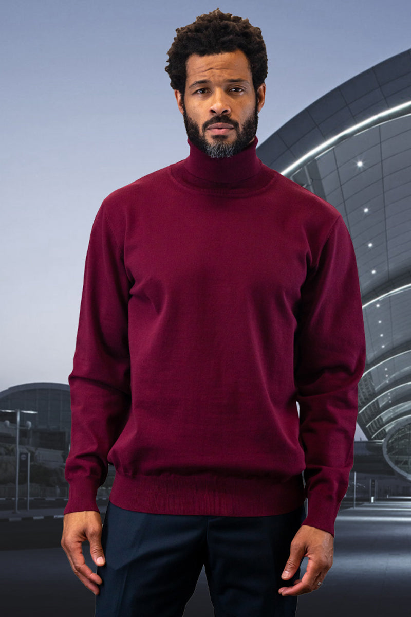 Men’s Designer Wool & Cashmere Dress Sweater in Burgundy