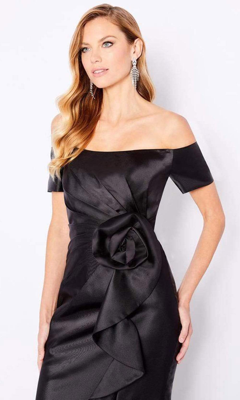 221693 Off-Shoulder Silk A-Line Mother of the Bride Dress