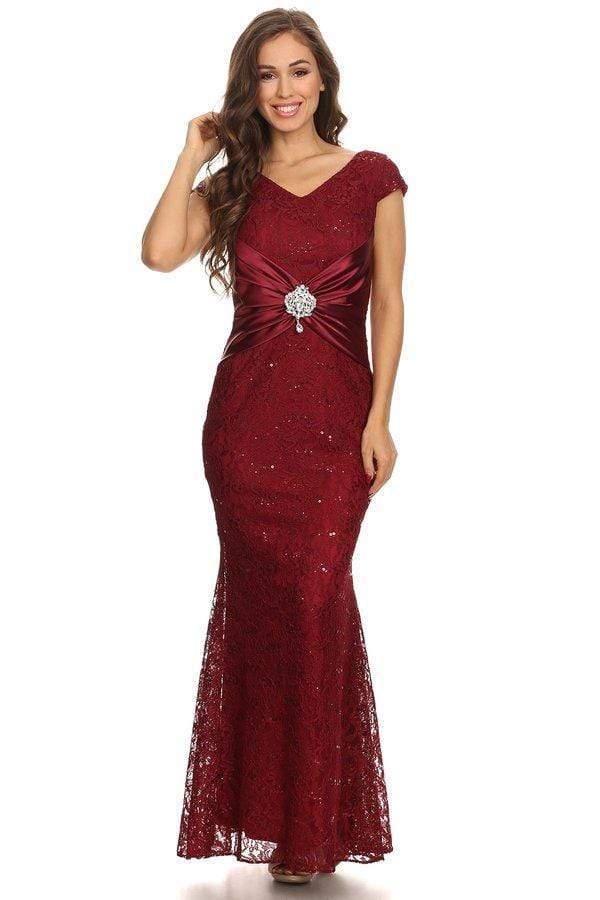 2003 Lace V-neck Trumpet Dress